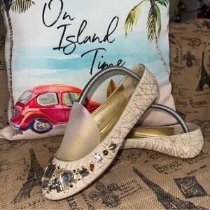 Coach - Denisse Embellished Ballet Flats In Gold Size 8.5B